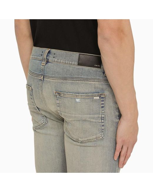 Amiri Gray Antique Indigo Slim Jeans With Rips for men