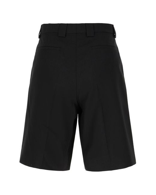 Gucci Black Wool-Blend Bermuda Shorts With Web Detail for men