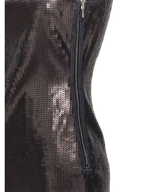 Rick Owens Black Embroidered Denim Long Dress