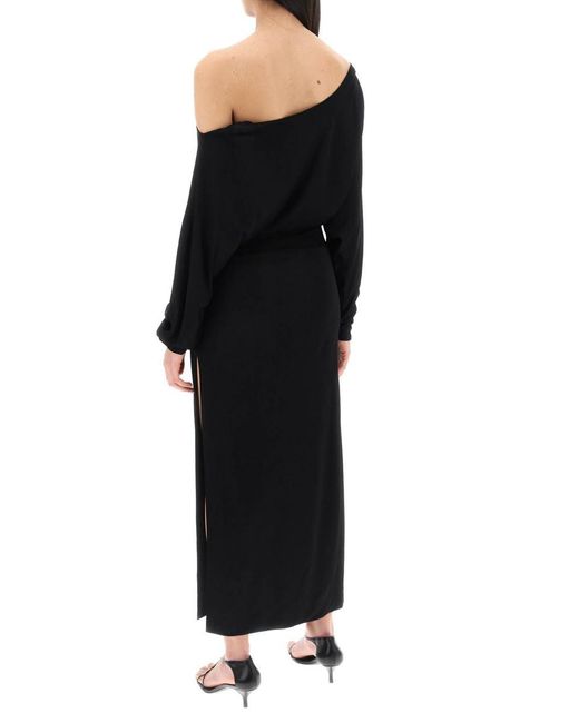Khaite Black Off-Shoulder Maxi Dress