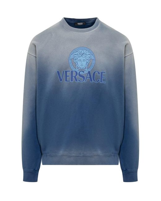 Versace Blue Shaded Medusa Sweatshirt for men