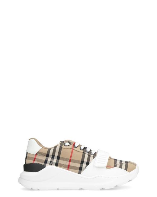 Burberry White Leather And Fabric Low-Top Sneakers for men
