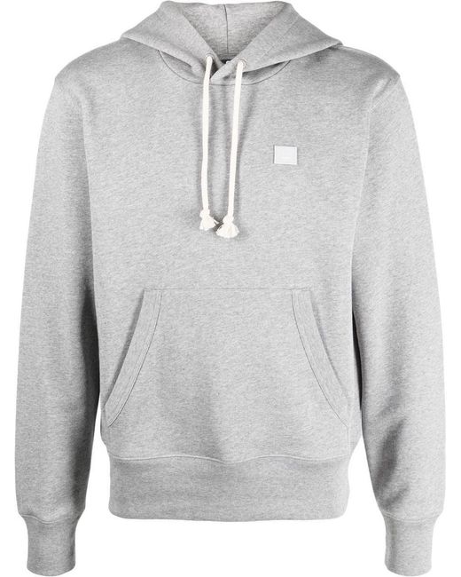 Acne Studios Face Logo-patch Cotton Hoodie in Gray | Lyst