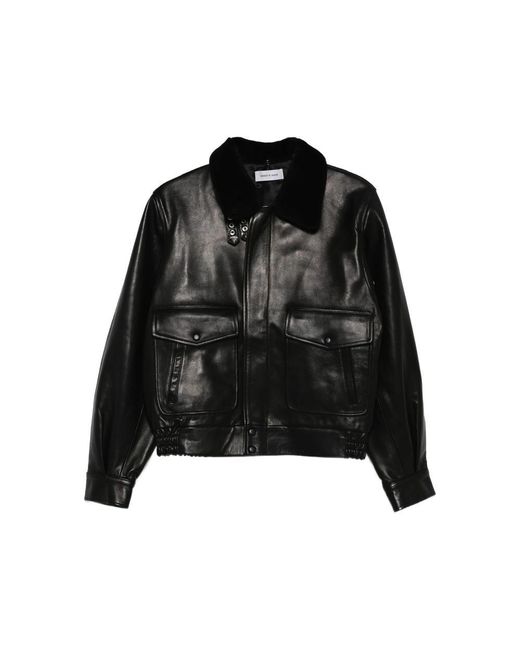 Ernest W. Baker Black Leather Outerwears for men
