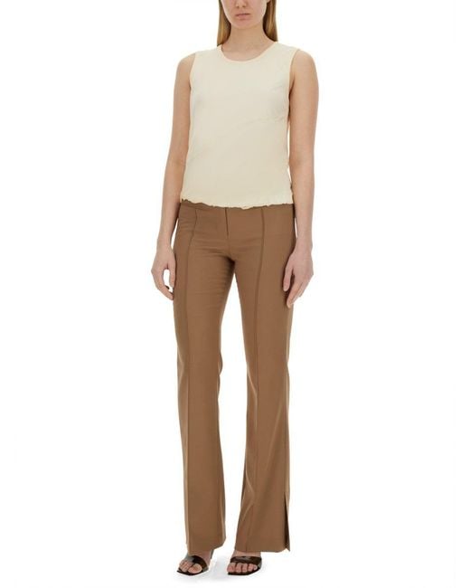 Helmut Lang Natural Relaxed Fit Cotton Tank Top With Frayed Hem