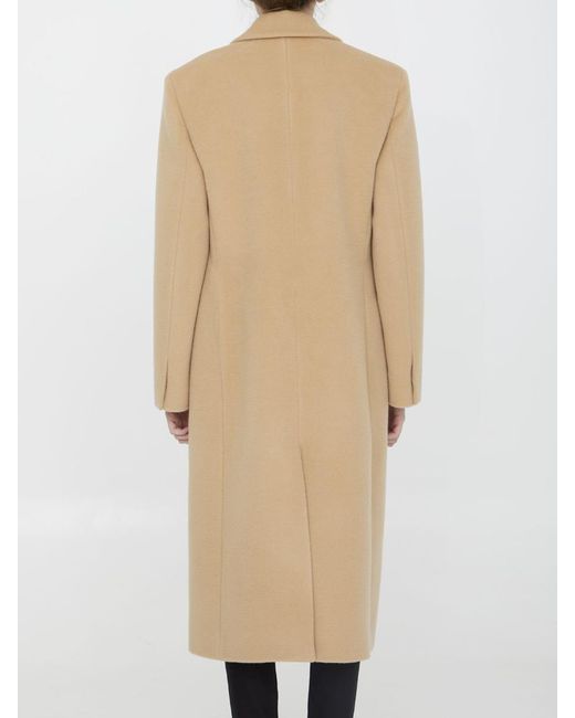 Jil Sander Natural Single-breasted Wool Coat