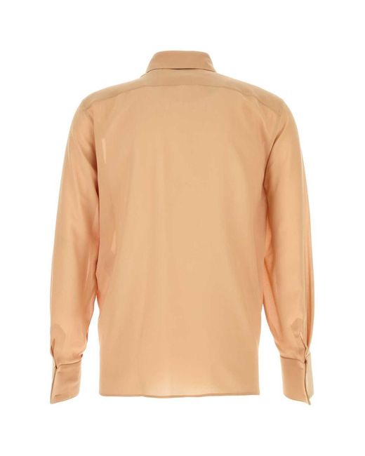 Saint Laurent Orange Peach Crepe Shirt for men