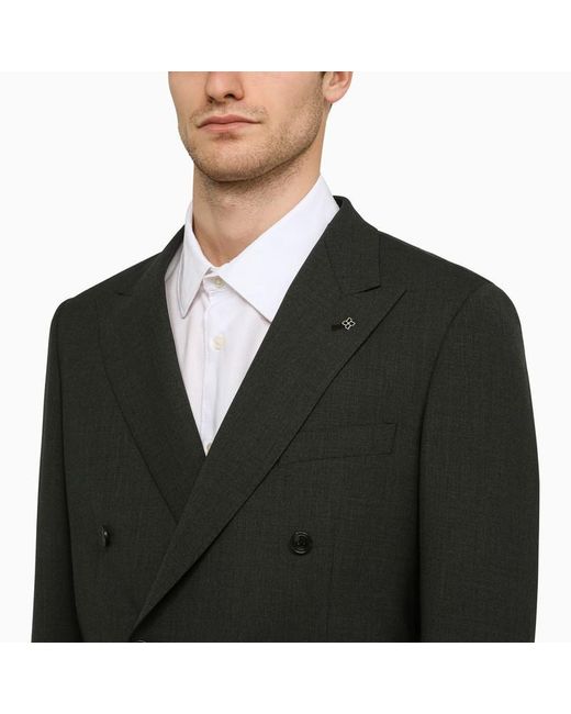 Tagliatore Black Double-Breasted Suit for men