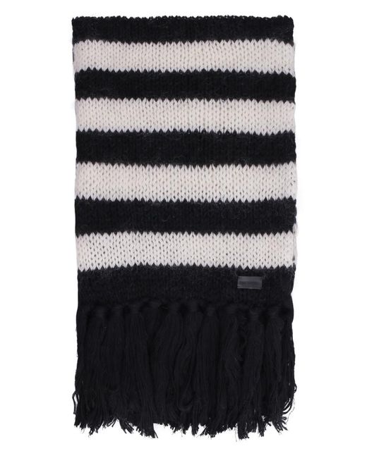 Saint Laurent Black Striped Wool-mohair Blend Scarf for men