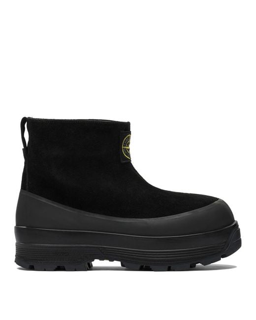 Stone Island Black Suede Leather Ankle Boots for men