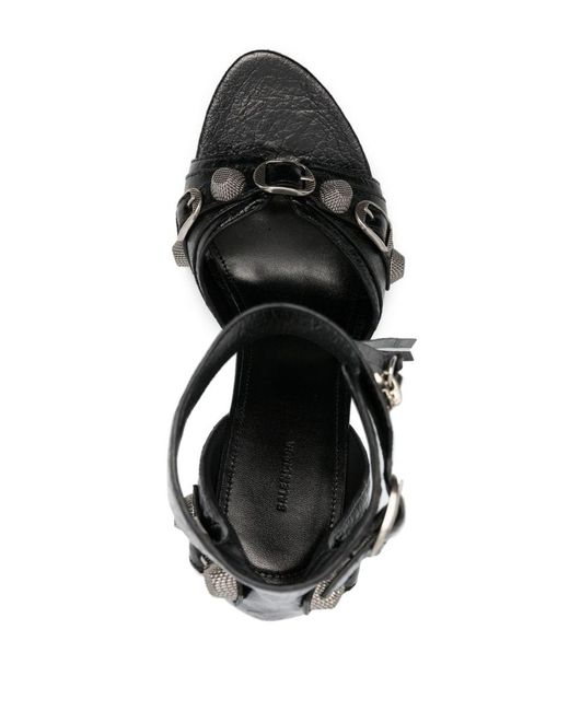 Balenciaga Black Cagole 110Mm Leather Sandals