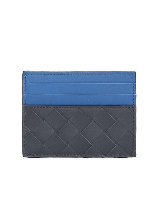 Bottega Veneta Blue Intrecciato Leather Card Holder for men