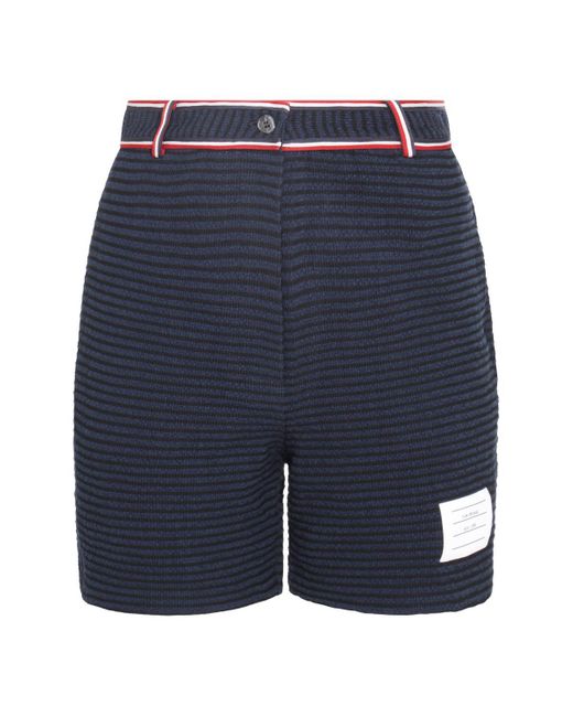 Thom Browne Navy Blue Cotton Blend Shorts