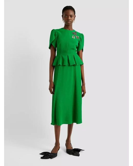 Erdem Green Peplum Midi Dress