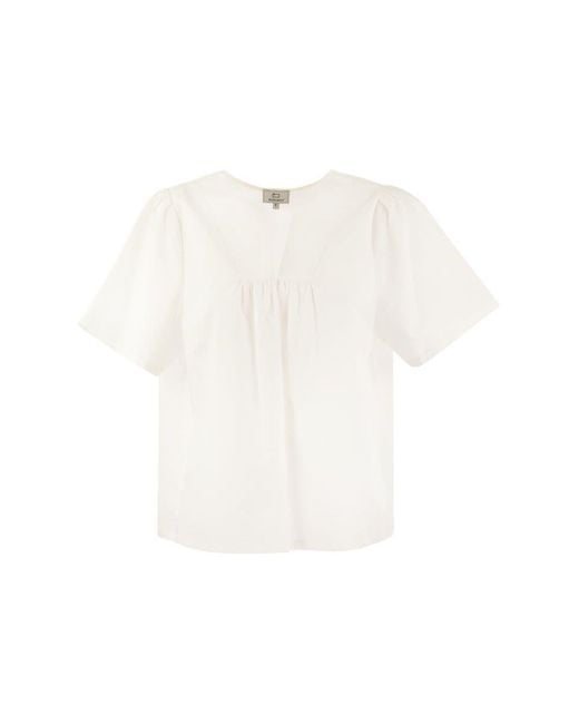 Woolrich White Cotton Poplin Blouse