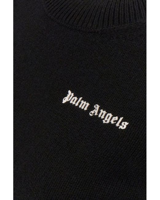 Palm Angels Black Logo-embroidered Jumper