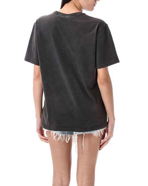 T By Alexander Wang Black Distressed Logo Cotton Tee