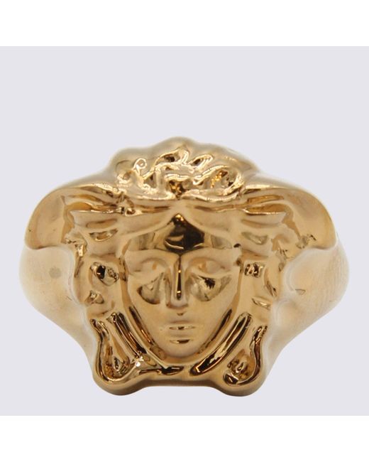 Versace Metallic Gold-tone Brass Ring for men