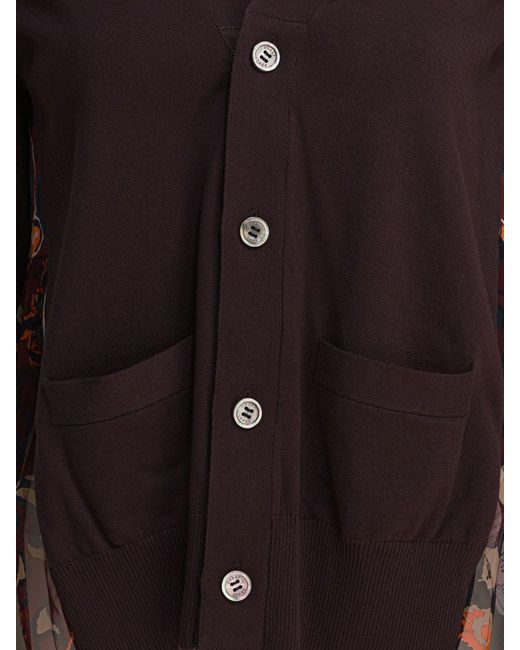 Sacai Black Cardigan With Floral Print