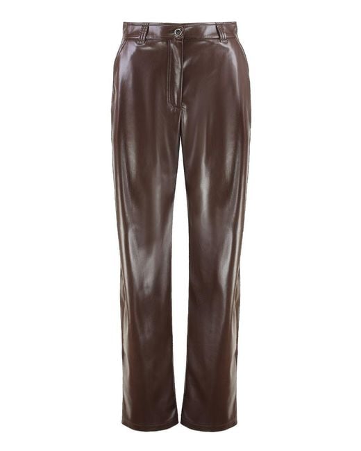 Pinko Brown Balloon Pants Leather Effect