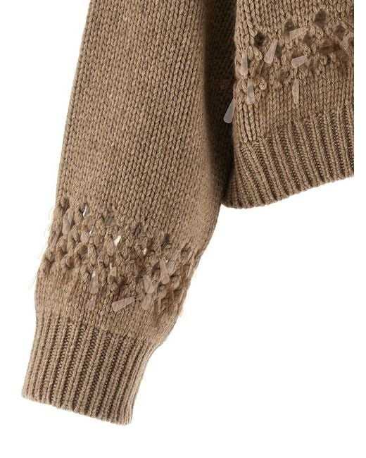 Brunello Cucinelli Natural Drop Sequin Sweater