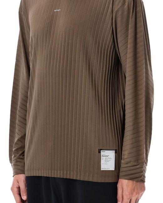 Satisfy Brown Auralite Pleated Long-Sleeve T-Shirt for men
