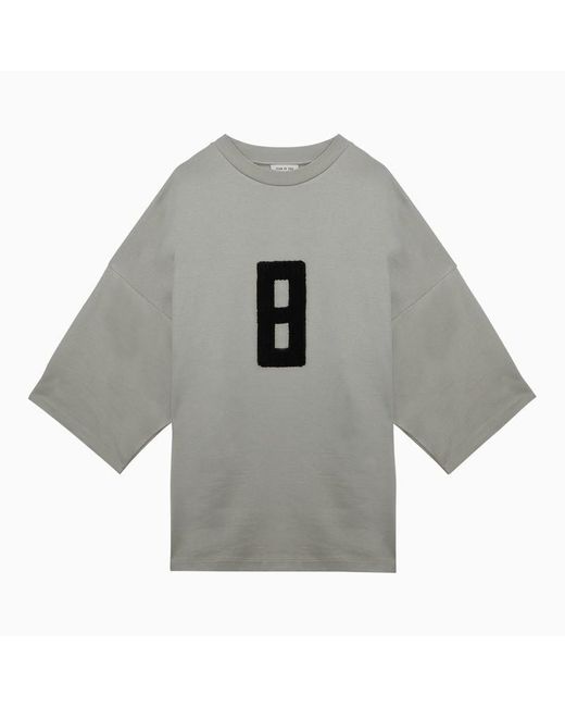Fear Of God Gray T Shirt With Embroidery Milan 8 Paris Sky for men