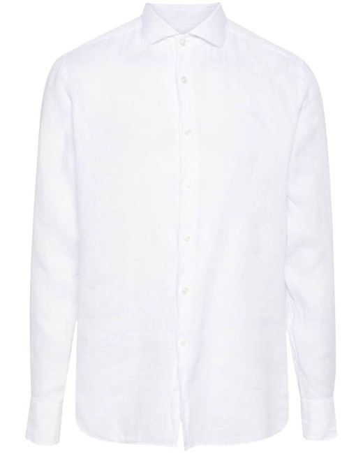 Xacus White Classic Long Sleeve Linen Shirt for men