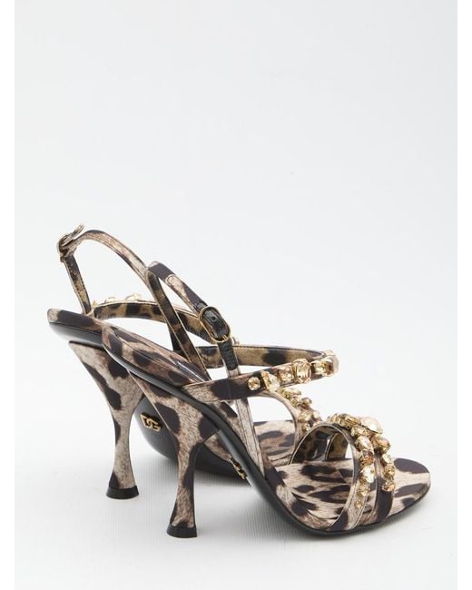 Dolce & Gabbana White Animal Print Sandals