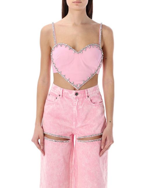 Area Pink Crystal Trim Heart Top