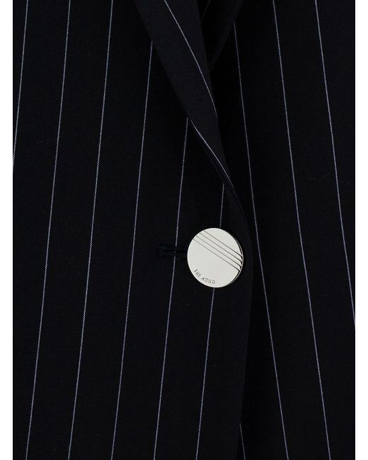 The Attico Black Glen Oversized Pinstripe Single-Breasted Jacket