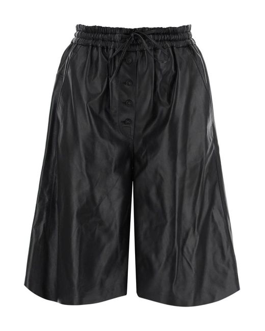Jil Sander Black Leather Bermuda Shorts For