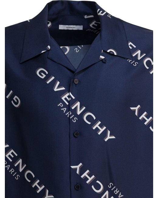 Givenchy Blue Silk Bowling Shirt for men