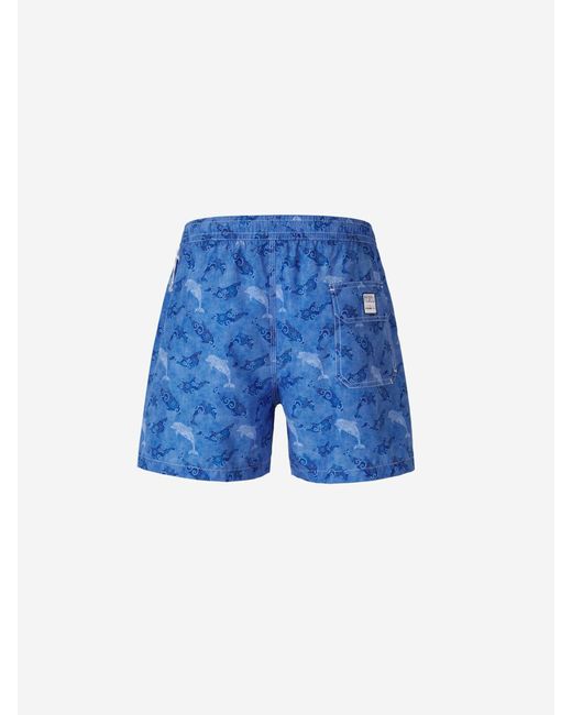 Fedeli Blue Animal Motif Swimsuit for men