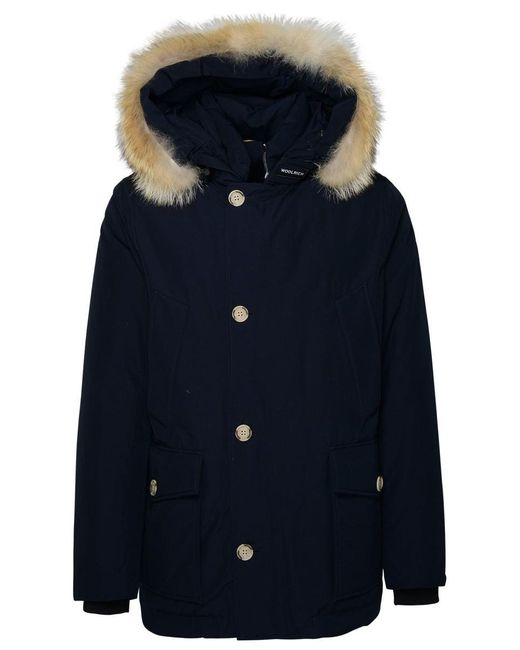 Woolrich Artic Anorak Blue Cotton Blend Parka for men