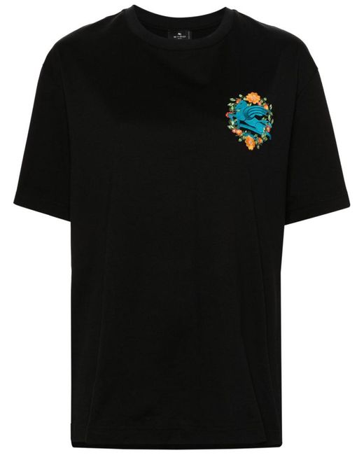 Etro Black Pegasus Motif T-shirt