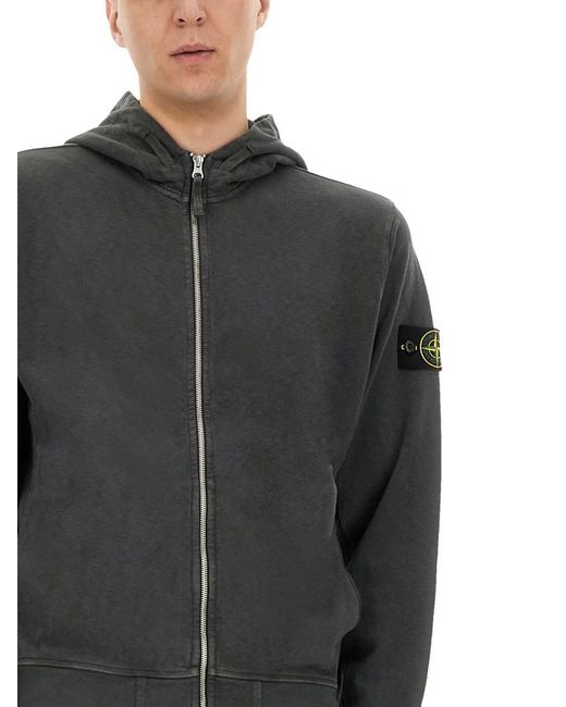 Stone Island Gray Cotton Sweater for men