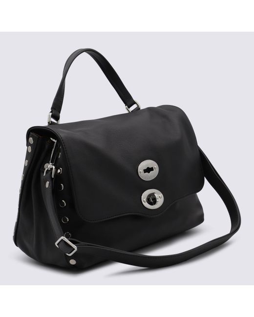Zanellato Black Leather Postina Baby Top Handle Bag