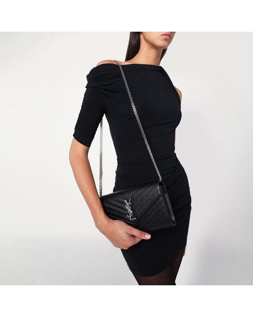 Saint Laurent Black Clutch With Chain Cassandre