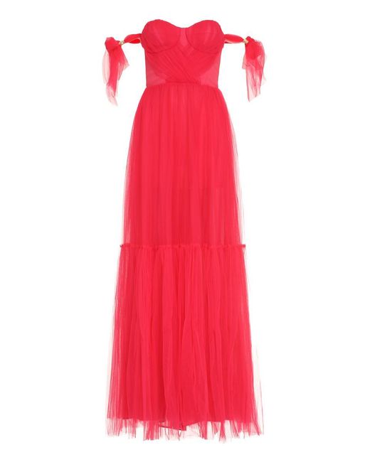 Elisabetta Franchi Red Carpet Pleated Tulle Dress