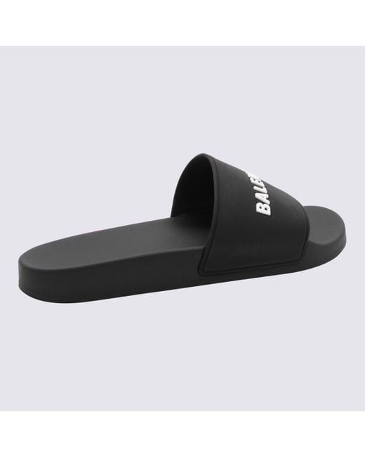 Balenciaga Black And White Rubber Slides for men