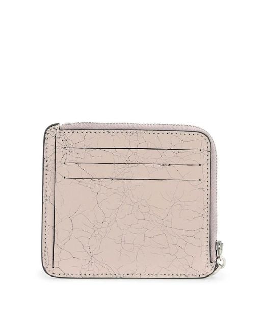Acne Natural Cracked Leather Wallet With Distressed