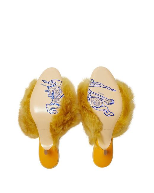 Burberry Yellow Shearling Minnie Mules 65