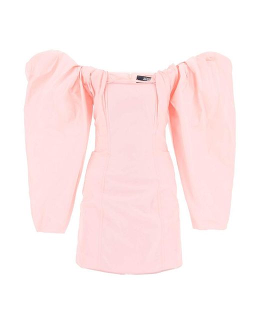 Jacquemus Pink La Robe Taffetas Mini Dress