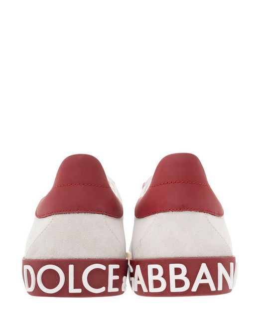 Dolce & Gabbana Pink 'Portofino' And Low Top Sneakers With Logo Patch for men