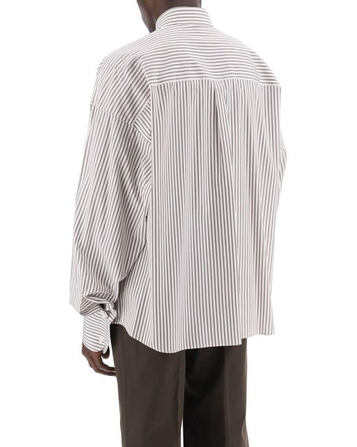 Dolce & Gabbana White "Oversized Striped Poplin Shirt for men