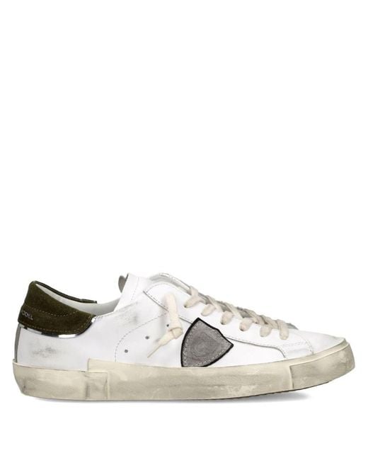 Philippe Model White Distressed Lace-Up Sneakers for men