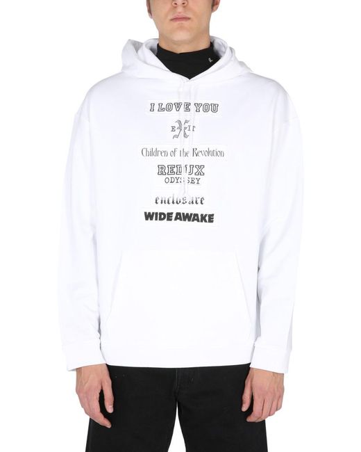 Raf Simons White Classic Hoodie With Drawstring For for men