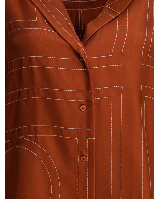 Totême  Brown Monogram Silk Shirt