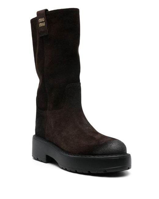 Miu Miu Black Stivaletti (16-28) Scamosciato Old